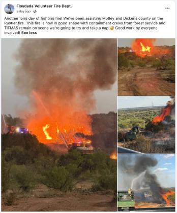 Aug. 23 Rustler Fire contained on rural Dickens, Motley acreage