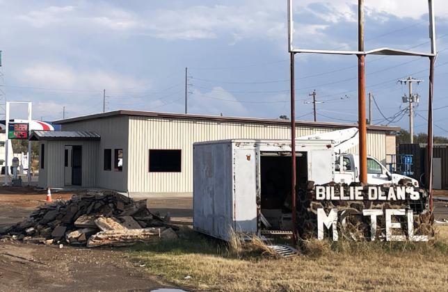 BILLIE DEAN’S MOTEL AND RESTAURANT were among the structures severely damanged in the June 21 tornado that struck Matador. By December (above), reconstruction of the diner was well on its way. | CAPROCK COURIER