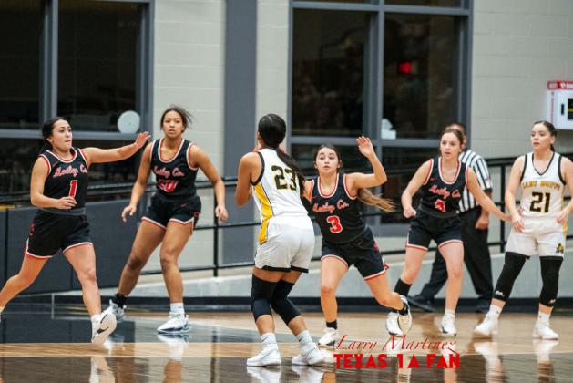 BASKETBALL UNDERWAY The season has begun for Motley County basketball, for both girls and boys. The Lady Mats took a tough loss to Electra 46-24 on Saturday and a close loss to Petersburg (shown here) on November 4, 37-32. The boys and the girls were to play Crowell Monday, and then get a break for Thanksgiving. | COURTESY PHOTO