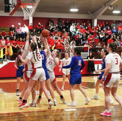 LADY OWLS FALL The Silverton Lady Owls took a tough loss at home to theValley Lady Patriots 48-29 lastTuesday night at home in a battle for the district title. The Lady Patriots, ranked #1 in the state, came out on top.The Silverton girls, with a 6-2 district record, will be the runner-up for 2-1A and will also go to tthe playoffs. | SHADI BUCHANAN PHOTO