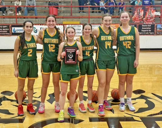 TOURNEY CHAMPS The Guthrie Lady Jags went 4-0 at the Electra Basketball Tournament snagging the championship title. Individual honors went to Lynndee Foster (MVP) and Lou Bonaventure and Sierra Jones (All-Tournament). | COURTESY PHOTO