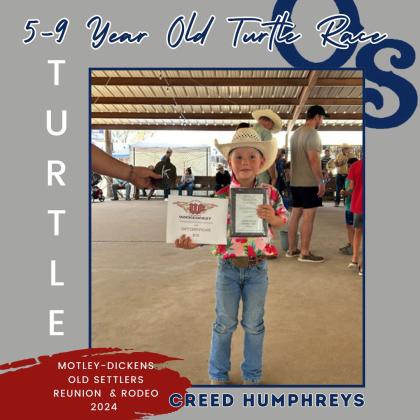 Turtle Race, Winner, Ages 5-9, Creed Humphreys