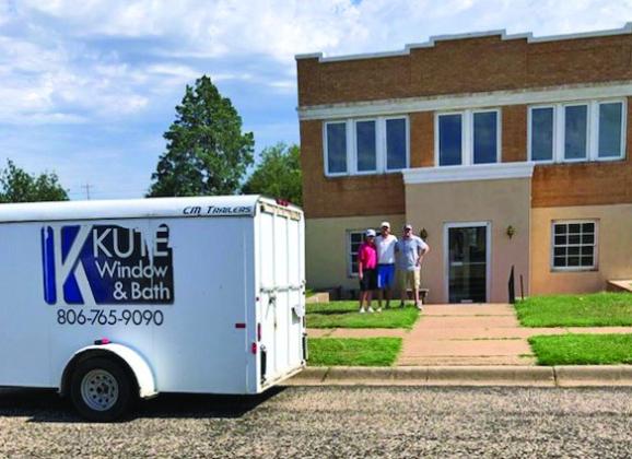 MUSEUM SPIFF-UP The Kute Windows crew—Keithan, Tim and Brandon—paused last week at the Motley County Museum while installing new windows provided by the Thomas Kinder and Martha W. Farris Charitable Foundation. | COURTESY PHOTO