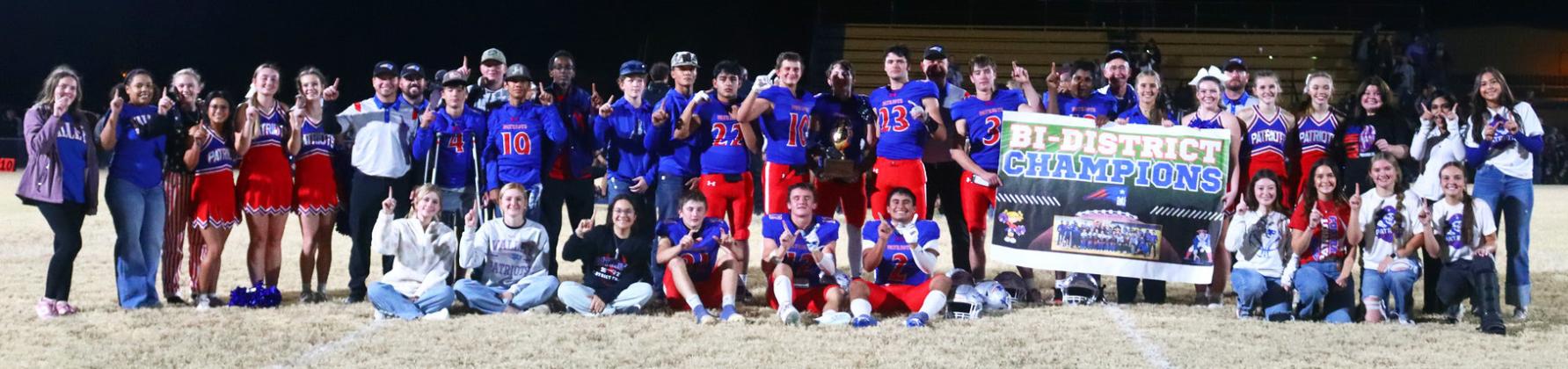 BI-DISTRICT CHAMPIONS The Valley Patriots are the bi-district champions in the UIL Class 1A Playoffs, moving on to the area round against the Robert Lee Steers on Friday, Nov. 21 in Borden County. | COURTESY PHOTO BY VALLEY YEARBOOK