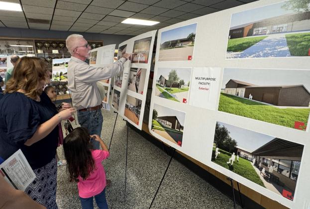 LOOKINGTOTHE FUTURE Retired ag teacher Jim Cooper was among the locals who came out to hear what Motley County ISD leaders had to say—and to see what the architects’vision looks like for new facilities. | CAPROCK COURIER