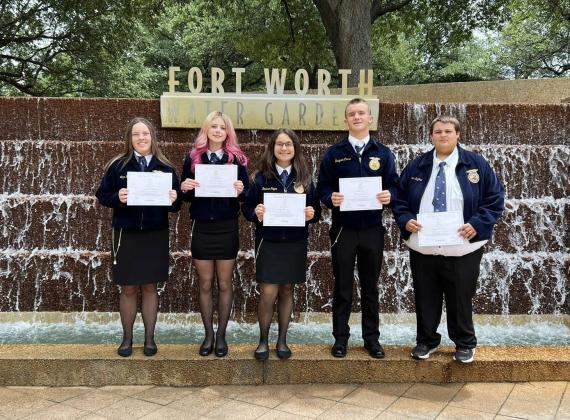 Logan House, Hazel Lloyd, DesireeReyes,CarsonTucker,andJohnPiggreceivedtheirLonestar Degrees while attending the 97th Annual State FFA Convention. | COURTESY PHOTO