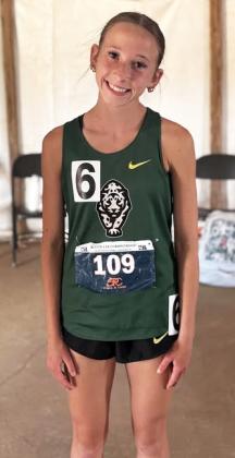 STATE QUALIFIER Guthrie’s Hallie Irons was the regional champion in the 1600m run last week at the regional track meet at South Plains College in Levelland. She is a State qualifier, and this is a personal record for Hallie in the mile, knocking off 24 seconds for a time of 5:29. | COURTESY PHOTO