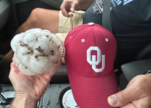 Five-inchdiameter hail fell from a supercell storm in Afton, Texas, around 5:00 p.m. on Saturday, May 25. | COURTESY PHOTO BY COLT FORNEY
