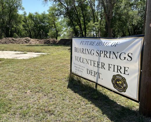 TOPS ON COMMUNITY LIST The interest in getting a fire station in Roaring Springs is picking up as citizens become aware of a sign on a vacant lot proclaimingThe Future Home of the Roaring Springs Fire Department. | COURTESY PHOTO