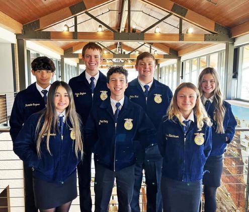 MOTLEY FFA The Motley County FFA Greenhand and Senior Chapter Conducting teams competed at the Area 1 FFA Leadership Contest at WTAMU on Saturday. The Greenhands placed 8th and the Senior team placed 7th, out of twelve teams. | COURTESY PHOTOS