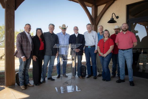 3RIVERSRANCH TTU Systemleadershipandstaffandmembersof the 3 Rivers Foundation for the Arts and Sciences gathered recently at the 3 Rivers Ranch Community Luncheon. From left: Patrick Kramer, Ginger Kerrick Davis, Tedd L. Mitchell, Clay Cash, Don Malone, Ken Fergeson, Bob England, Cady Alvarado, JL Alvarado and Jerry Gardner. | COURTESY PHOTO