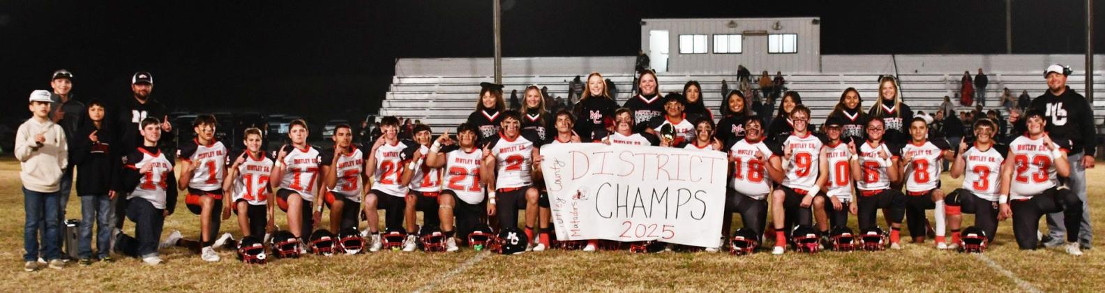 DISTRICT CHAMPS The Motley County Matadors won the district 2-1A football championship last week and will face Follett Friday, Nov. 15 in White Deer at 7 p.m. | COURTESY PHOTO