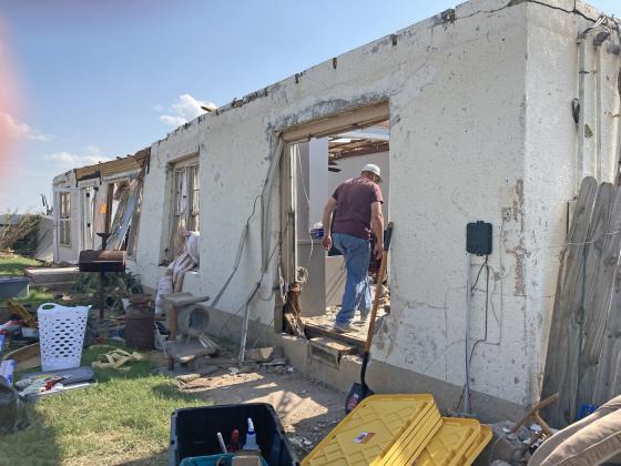 Items from Danika and Jeremy Jameson’s home on TX Hwy. 70 north of the US Hwy. 70 intersection were left scattered outside after Wednesday’s tornado tore off the roof.
