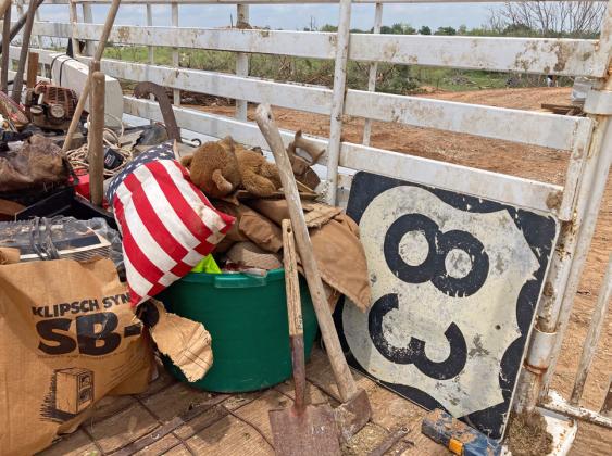 Items collected from the rubble Thursday afternoon in Matador.