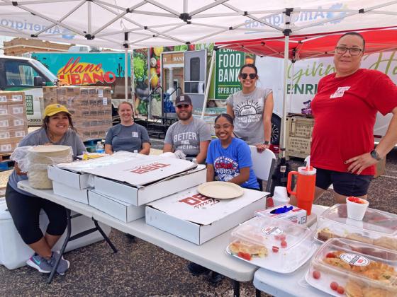 Kerry Winders with the Plainview and Floydada offices of Texas Farm Bureau Insurance drove through Matador delivering cheeseburgers, chips, water and soda to families and workers throughout the day Thursday.