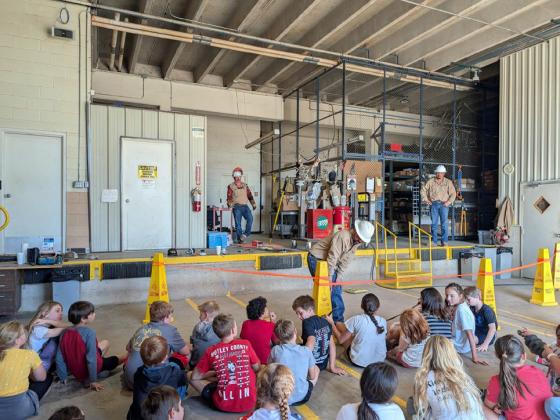 INSULATORS, CONDUCTORS, ARCS The Motley County fourth grade class learned all about insulators, conductors and arcs during their Safety Day field trip. | COURTESY PHOTO