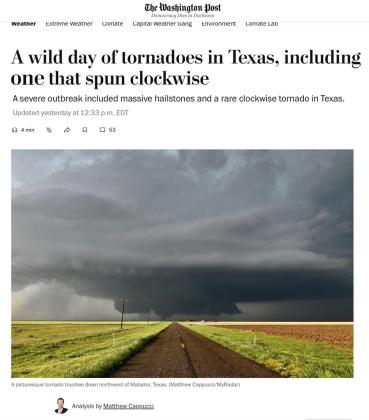 Caprock Country experiences rare storm phenomena April 24