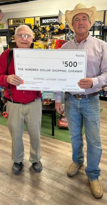 PLAINS LUMBER WINNER Congratulations go to Frank Wright, one of two winners for Plains Lumber of Paducah, which held two special drawing giveaways recently. | COURTESY PHOTO