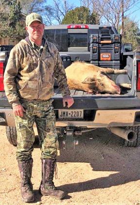 WILD HOGWINNER The winner of Star Feed and Seed’s Big Buck Contest, Wild Hog Division, is Preston Gilliam of Rhome, Texas, who won a monogrammed jacket. Gilliam’s hog weighed 225 pounds and was killed in Dickens County in mid-November 2022. | COURTESY PHOTO