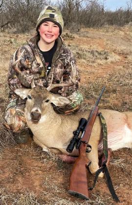 YOUNGEST HUNTER The winner of the 2022–23 Star Feed and Seed Big Buck Contest, Youngest Hunter, is Kolt McKee, who has won a monogrammed jacket. 12-year old Kolt shot his buck late December 2022 in Dickens County. McKee's 7-point deer had an inside spread of 15.25 inches, with the left main beam measuring 18.25 inches and the right main beam measuring 18.75.The total score was 100.0. | COURTESY PHOTO