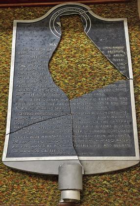 APPROVALFORREPLACEMENT TheTexas Historical Commission official historical marker above used to stand at the roadside park just south of Matador but was shattered in the June 21 tornado. | CAPROCK COURIER