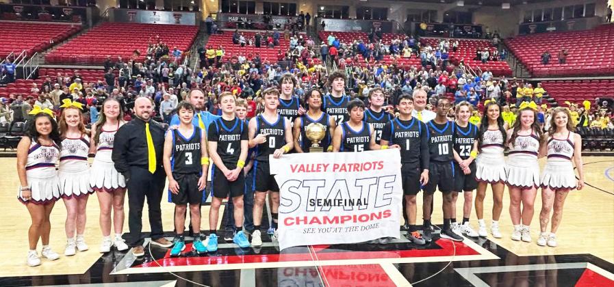 STATE BOUND At press time for this week’s issue, the Valley Patriots are headed to the Alamodome in San Antonio for the Class 1A State Final game against Perrin-Whitt on Thursday, Mar. 6. Look for results on The Caprock Courier Facebook page and keepsake coverage in our March 13 issue. | COURTESY PHOTO
