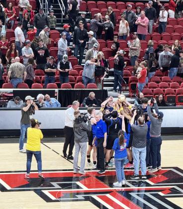 HISTORIC WIN The Valley Patriots made school history Monday night winning the first trip ever to the State basketball championship for the school’s boys basketball program by defeating Garden City 60-37 in a UIL Class 1A Division I state semifinal game at the United Supermarkets Arena on the campus ofTexasTech University in Lubbock. | KODIE FAIRCHILD PHOTOS
