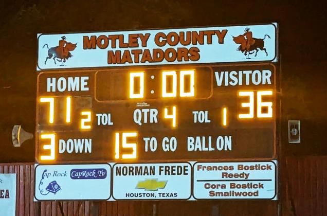 MATADORS WIN The Motley County Matadors opened their football season at home with a 71-36 victory over the Claude Mustangs. | COURTESY PHOTO