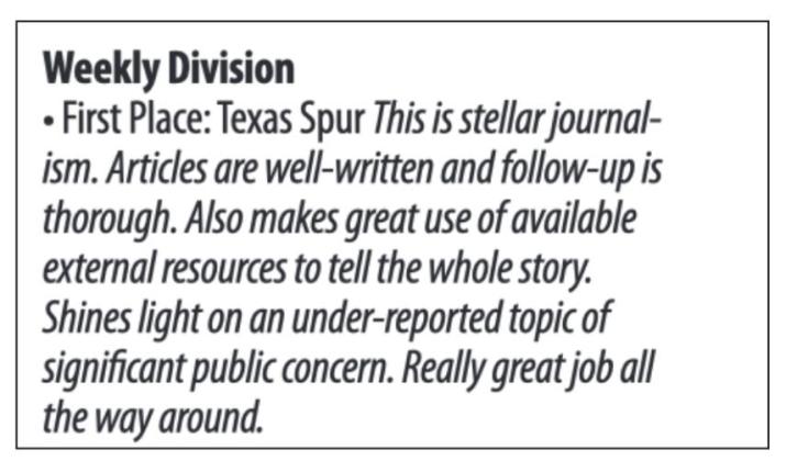 Texas Spur, Caprock Courier, Floyd County Hesperian- Beacon garner TPA awards