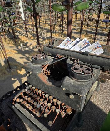 BOTTLEDUP In Oro Grande, California, Elmer’s BottleTree Ranch invites curiosity-seekers to wander its two acres of glass and metal whimsies at will. Our favorite: an array of rusting typewriters, inviting creativity by camera.
