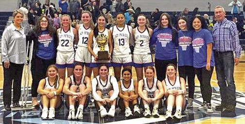 VALLEY AREA CHAMPS The Valley Lady Patriots defeated Texline 45-24 to win the Area championship at West Plains High School Friday night. | COURTESY PHOTO