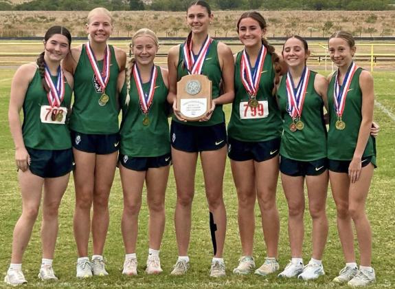THE LADY JAGUARS are Regional bound after placing first as a team at the district cross country meet in Guthrie Oct. 8. | COURTESY PHOTO