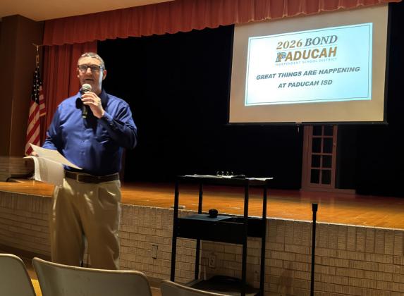 CAMPUS AND TECH IMPROVEMENTS were the subject of Paducah ISD’s March 12 town hall, with presentations led by school superintendent Gary Waitman. | CAPROCK COURIER