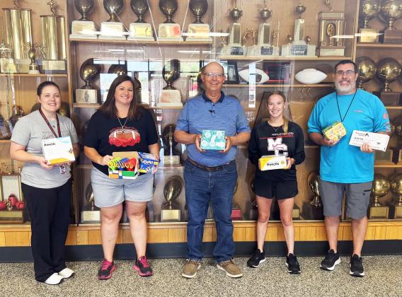 COMMUNITY SUPPORT Cap Rock Telephone donated folders, hand sanitizers, scissors, crayons, dry-erase marketers, glue sticks, pencils, headphones and erasers to Motley County schools. | COURTESY PHOTO