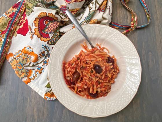 LADIES OF THE (SPAGHETTI) NIGHT Olive-based puttanesca sauce is easy and quick, and—despite the salacious origins of its name—a nice change from a usual spaghetti night. | Angelina LaRue photo