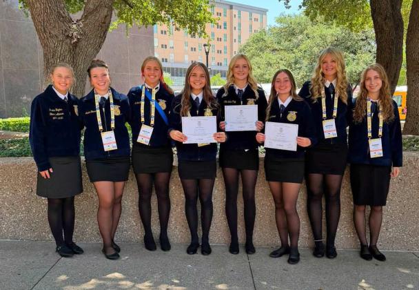 VALLEYATSTATEFFA Valley’s EmilyWilliams, Allie Pigg and Kenadi Green received their FFA Lone Star Degrees at the first session of the 98th Texas FFA State Convention, which was held July 6–10, 2026 in FortWorth.The event brought together more than 16,000 attendees. Others in attendance this year were Hartlee Battey, Tandy Hughes, Kamree Varnell, Addison Rhoderick, and Landri House. | COURTESY PHOTOS