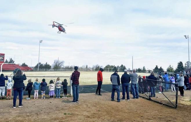 CAREER/SAFETY DAY The Motley County EMS and Childress Lifestar participated at the Career/Safety Day last week at Motley County Schools, providing demonstrations to students. | COURTESY PHOTO