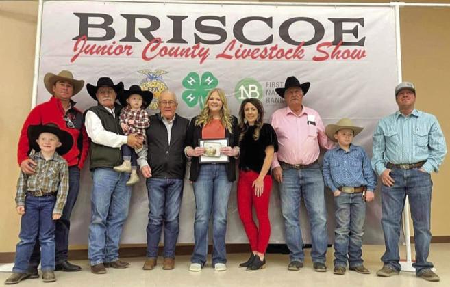 SCHOLARSHIP WINNER Congratulations to Emily Gamble on receiving the Don Burson Memorial Herdsman Scholarship at the 2023 Briscoe County Stock Show. | COURTESY PHOTOS