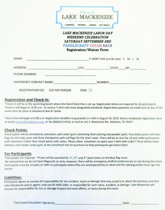 LABOR DAY RACE Those interested in the watercraft race at Lake Mackenzie can download the registration form at their Facebook page.