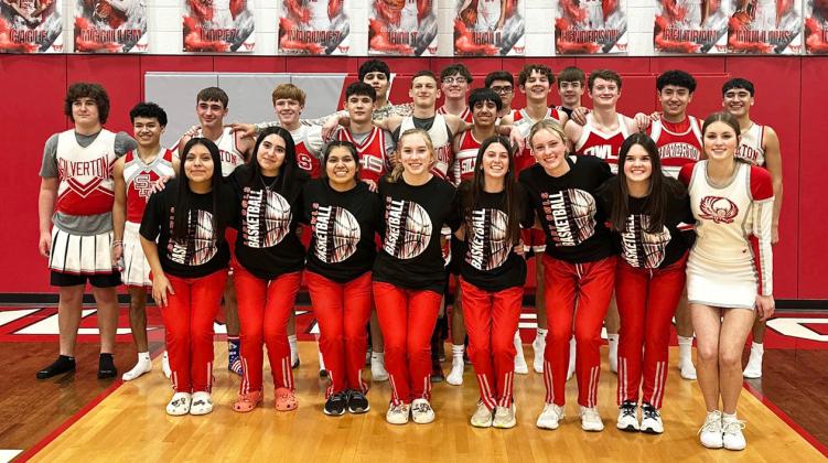 PLAYOFF SENDOFF Members of the Silverton boys basketball team joined in a cheer skit to wish the Silverton Lady Owls good luck in their playoff game Monday night. | COURTESY PHOTO