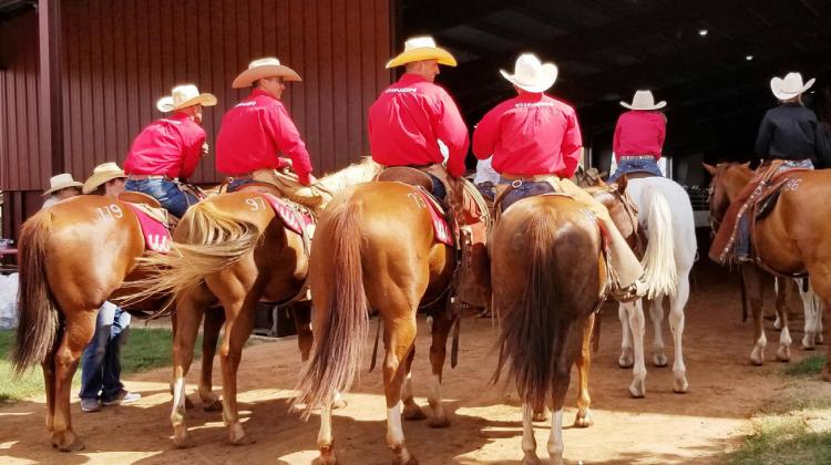 RETURNTOTHE REMUDA At the 6666 horse barn in Guthrie, riders wait to demonstrate the skills and features of their mounts during the annual Return to the Remuda sale. | COURTESY PHOTO