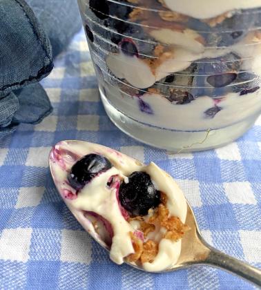 SUMMER BERRIES Creamy clouds of cold Greek yogurt layered with fresh or frozen blueberries, Ceylon cinnamon, and crunchy granola work together to offer a variety of textures, incredible flavor. | ANGELINA LaRUE PHOTO