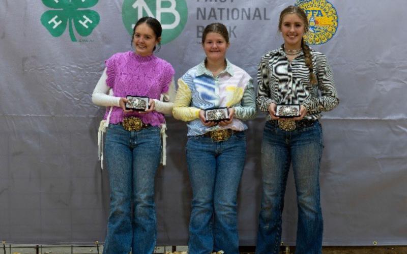 CATTLE SHOWMANSHIP (LEFT TO RIGHT) INTERMEDIATE KOLLINS BROCK JUNIOR KYLNIE BROCK SENIOR HARTLEE BATTEY