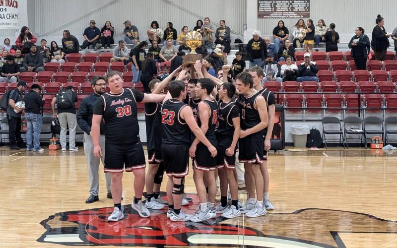 PLAYOFFVICTORS The Motley County Matadors boys varsity basketball team won their bi-distric playoff gameTuesday night, defeating Petersburg 71-29.They advance to the Area round, facing Sands Friday night at Roosevelt High School. | COURTESY PHOTO