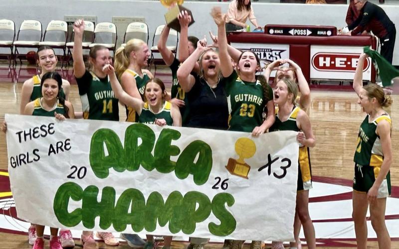 AREA CHAMPS The Guthrie Lady Jags won the Area playoff championship defeating Klondike 49-43 early last week, and then had their season come to a close when they lost to number two in the State, Nazareth 54-24 Monday night. | COURTESY PHOTO