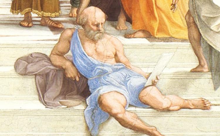 BETRUETOYOUR SCHOOL As seen in Raphael’s 16th-century masterpiece “TheSchoolofAthens,”Diogeneslookslikehecouldhaveusedastadiumseat, but the philosopher—unlike current-day sports fans—famously eschewed creature comforts. | mymodernmet.com