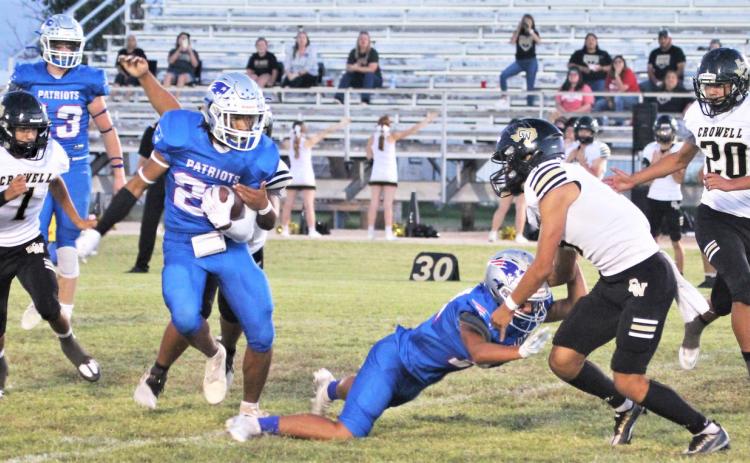 VALLEY WINS The Valley Patriots defeated the Crowell Wildcats Friday night at home 69–36. This week they take on White Deer on the road. | COURTESY PHOTO