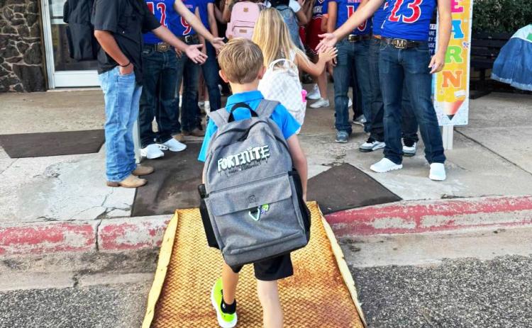 School days started across Caprock Country last week. The tradition at Valley is for football players and cheerleaders to welcome the Patriots of all grades back to classes. | COURTESY PHOTO