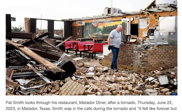 In its Dec. 11 online issue, the Lubbock Avalanche-Journal posted an album of its best news photographs of 2023. Among them was Annie Rice’s image of the day after the Matador tornado of June 21, 2023. | AVALANCHE-JOURNAL PHOTO