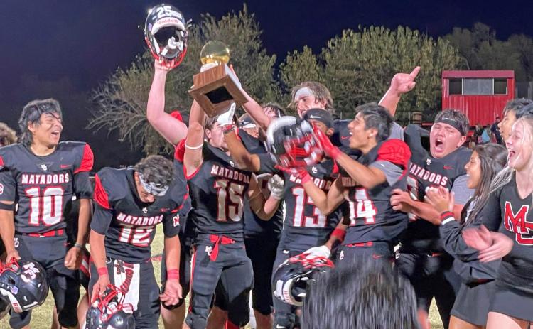 UNDEFEATED CHAMPS The Motley County Matadors defeated district 7-1A rival, the Jayton Jaybirds, 82-36 before their hometown crowd in Matador Friday night. The 10-0 record is the first time the team has had an undefeated season in Coach Mike Bigham's 16-year tenure. | CAPROCK COURIER